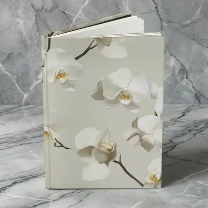 White Orchid Flowers On Beige Background