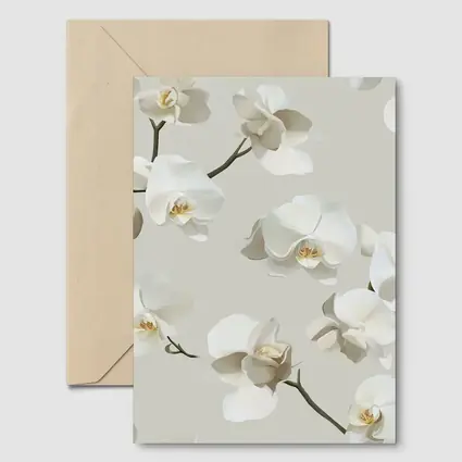 White Orchid Flowers On Beige Background