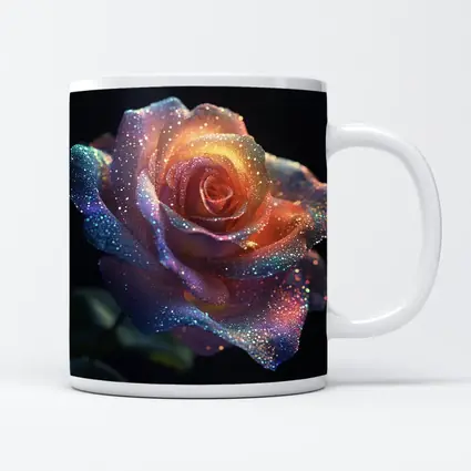 Glitter Rose Multicolor Dark Background Art