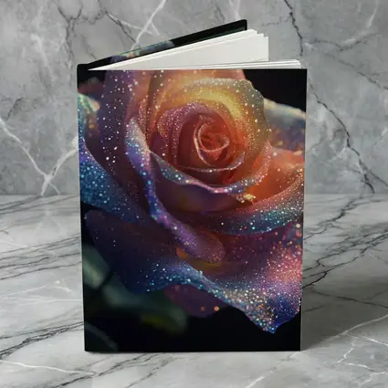 Glitter Rose Multicolor Dark Background Art