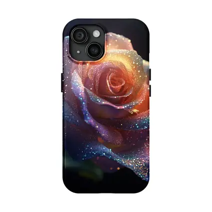 Glitter Rose Multicolor Dark Background Art