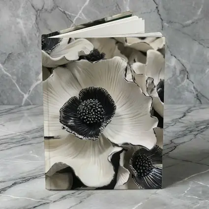 Black White Anemone Flowers Sculptural Floral Art
