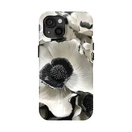 Black White Anemone Flowers Sculptural Floral Art