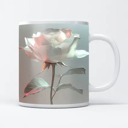 White Rose Soft Pastel Gray Background