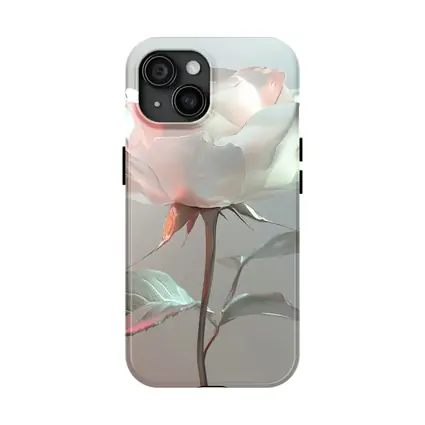 White Rose Soft Pastel Gray Background
