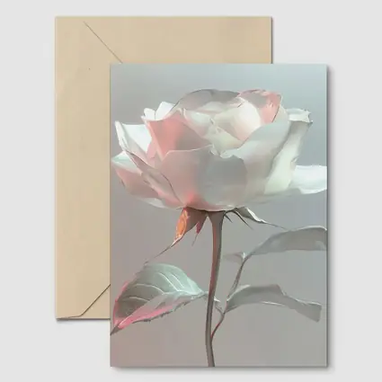 White Rose Soft Pastel Gray Background