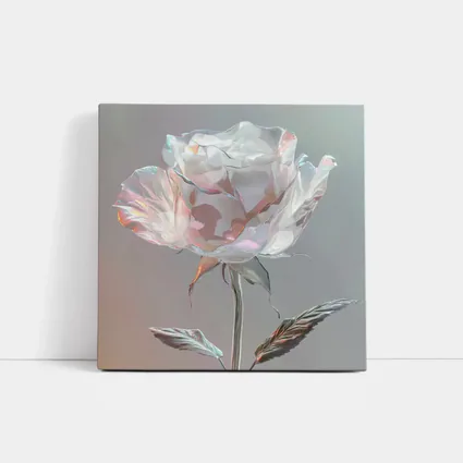 Iridescent Glass Rose Soft Gray Background