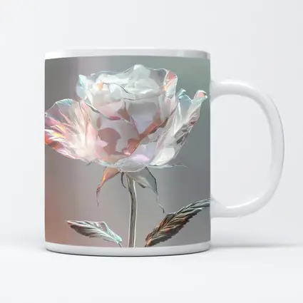 Iridescent Glass Rose Soft Gray Background
