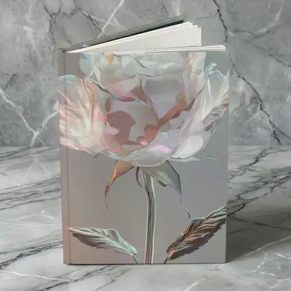 Iridescent Glass Rose Soft Gray Background