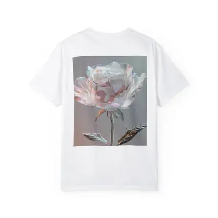 Iridescent Glass Rose Soft Gray Background