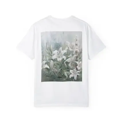 White Lilies Soft Green Watercolor Floral Art