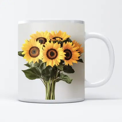 Sunflower Bouquet Against White Background