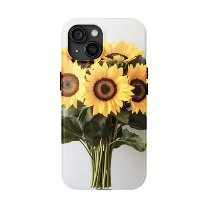 Sunflower Bouquet Against White Background