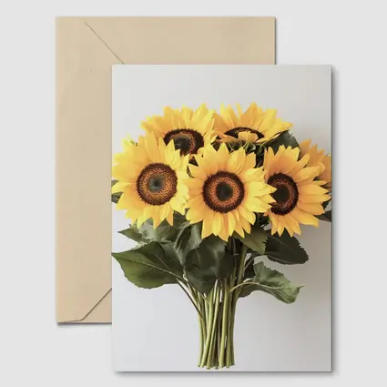 Sunflower Bouquet Against White Background