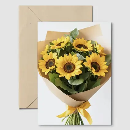 Sunflower Bouquet Wrapped in Kraft Paper