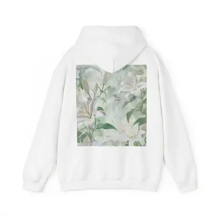White Lily Flowers Soft Green Botanical Art