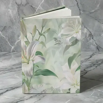White Lily Flowers Soft Green Botanical Art
