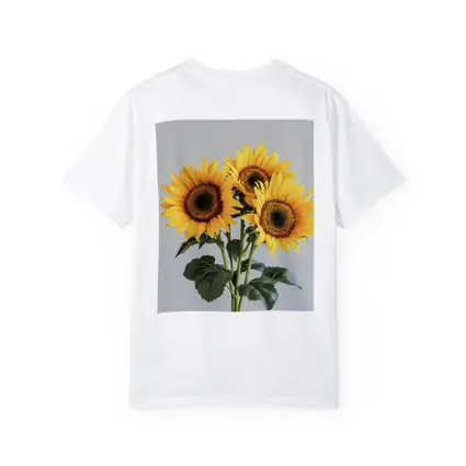 Three Sunflowers Bouquet On Gray Background