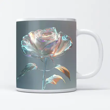 Iridescent Glass Rose Holographic Gray Background