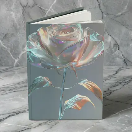 Iridescent Glass Rose Holographic Gray Background