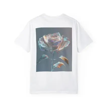 Iridescent Glass Rose Holographic Gray Background
