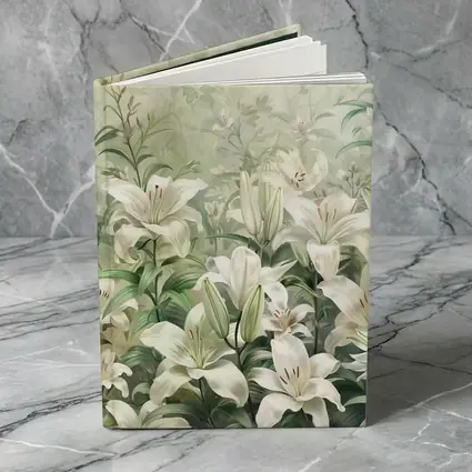 White Lilies Green Garden Botanical Art