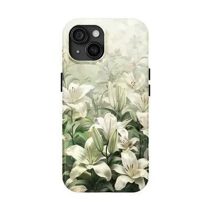 White Lilies Green Garden Botanical Art