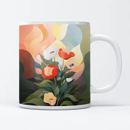 Red White Poppies Abstract Pastel Background