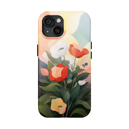 Red White Poppies Abstract Pastel Background