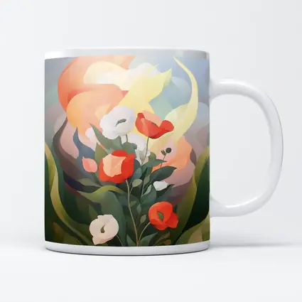 Red Poppies White Calla Lilies Abstract Floral