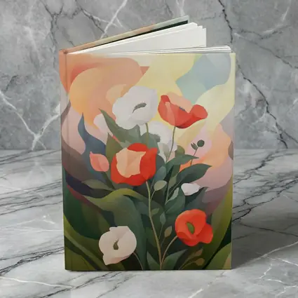 Red Poppies White Calla Lilies Abstract Floral