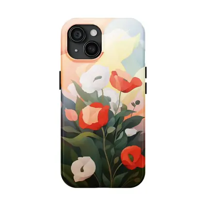 Red Poppies White Calla Lilies Abstract Floral