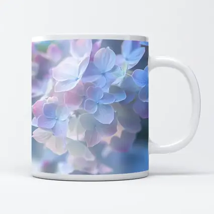 Soft Pastel Hydrangea Flowers Blue Background