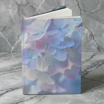Soft Pastel Hydrangea Flowers Blue Background