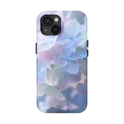 Soft Pastel Hydrangea Flowers Blue Background
