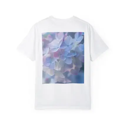 Soft Pastel Hydrangea Flowers Blue Background