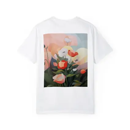 Red White Poppies Soft Pastel Sky Background