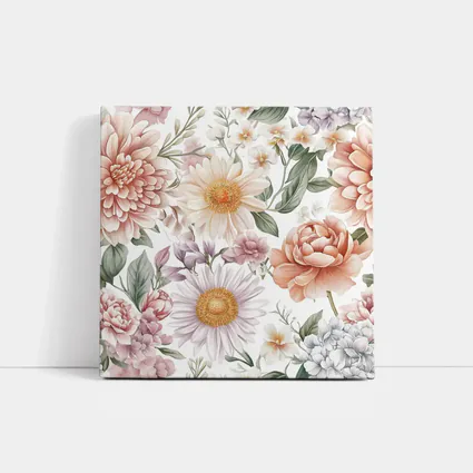 Pastel Watercolor Peonies Daisies Floral Pattern