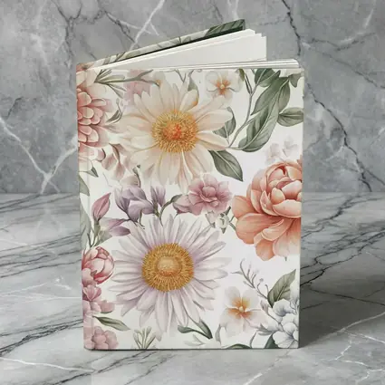 Pastel Watercolor Peonies Daisies Floral Pattern