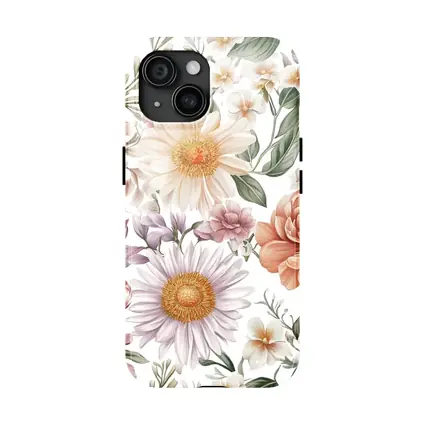 Pastel Watercolor Peonies Daisies Floral Pattern