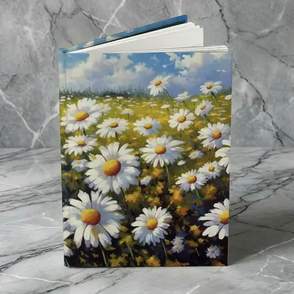 Daisy Field Oil Painting Blue Sky
