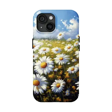 Daisy Field Oil Painting Blue Sky