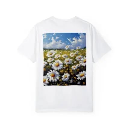 Daisy Field Oil Painting Blue Sky