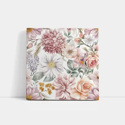 Watercolor Roses Dahlias Daisies Floral Pattern
