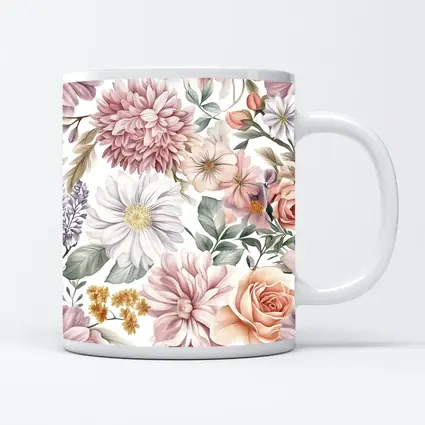 Watercolor Roses Dahlias Daisies Floral Pattern