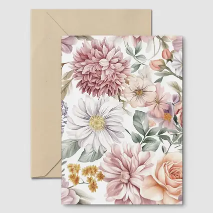 Watercolor Roses Dahlias Daisies Floral Pattern
