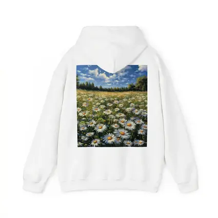 Daisy Field Painting Blue Sky Summer