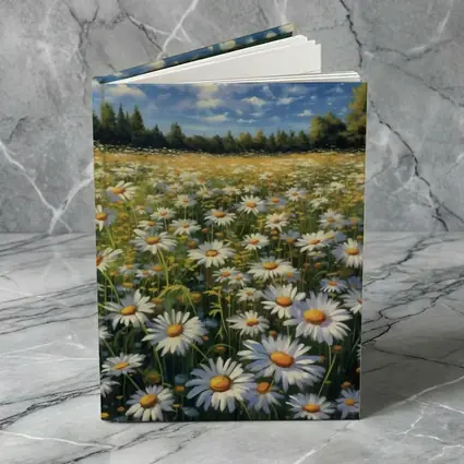 Daisy Field Painting Blue Sky Summer