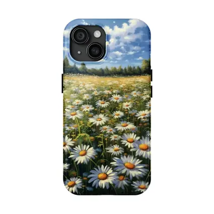 Daisy Field Painting Blue Sky Summer