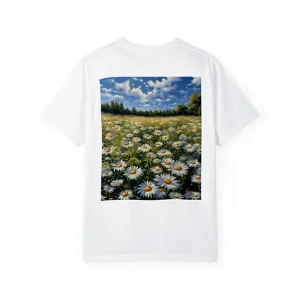 Daisy Field Painting Blue Sky Summer